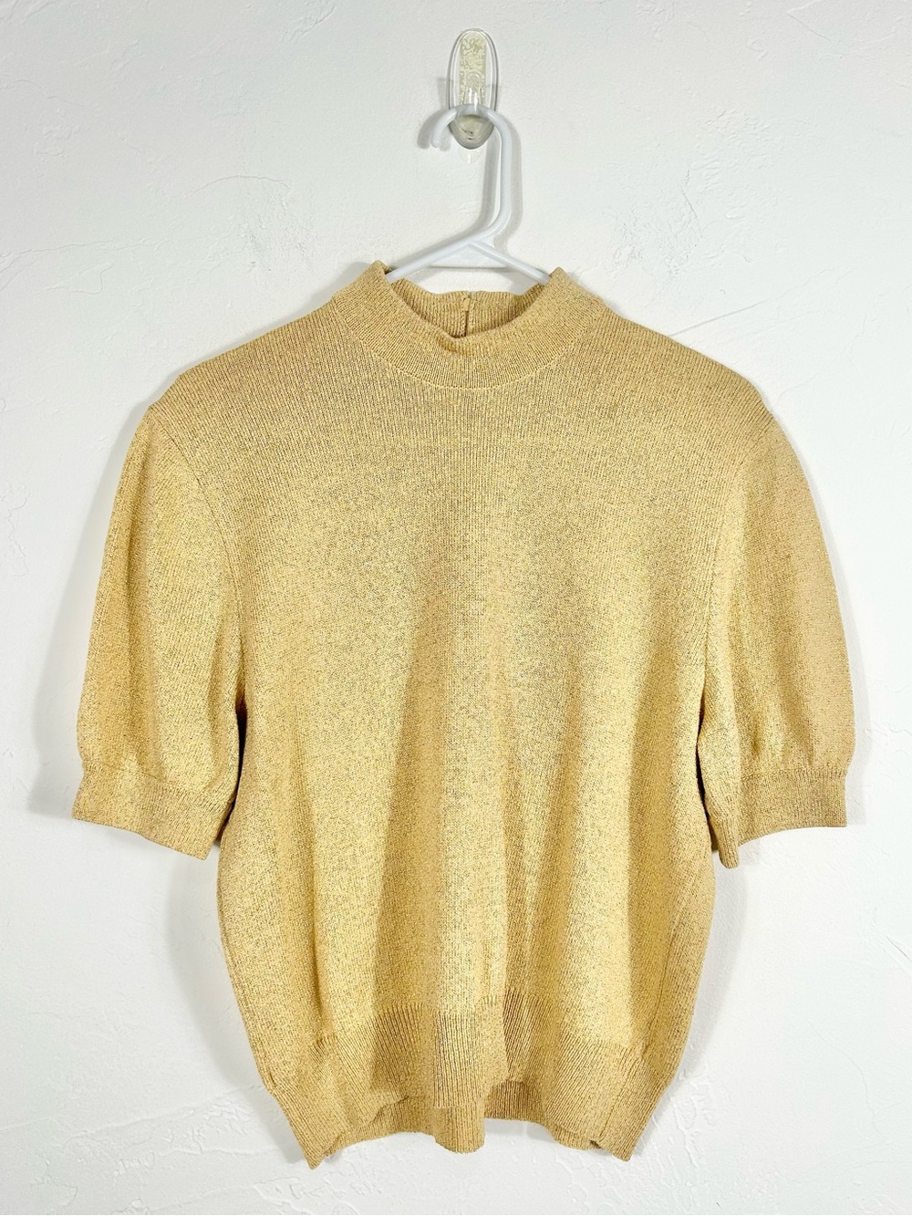 Vintage St. John Separates Gold Metallic Shimmer Knit Mock Neck Top